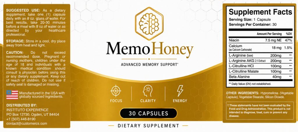 MemoHoney bottle on a desk during a workday